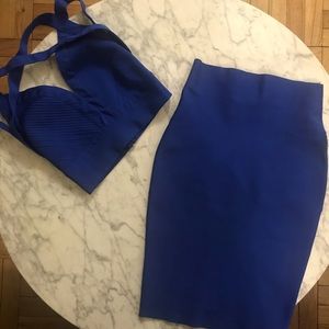 stretch material Royal blue skirt and top